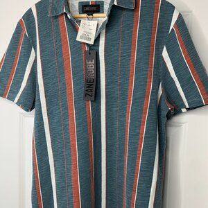 NWT Zanerobe Mens Clay / Ocean 100% Cotton Polo